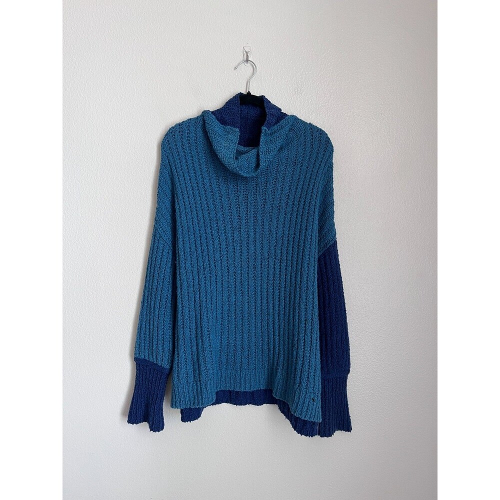 We The Free Oversized Ella Tunic Sweater in Blue Combo Size SMALL